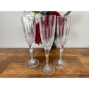 Vintage Cristal D'Arques Constance Champagne Flutes Crystal‎ France Tall Glass